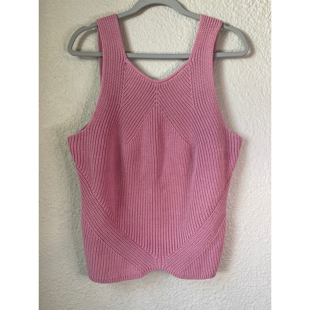 Express Pink Knit Tank Top Sweater XL Conscious Edit Ribbed V Neck